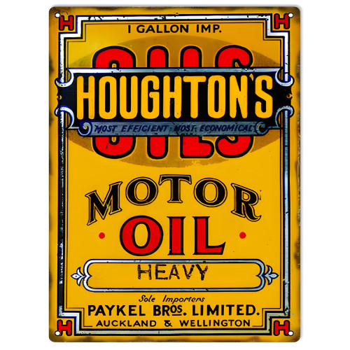 Houghtons Motor Oil Metal Sign - 9" x 12"