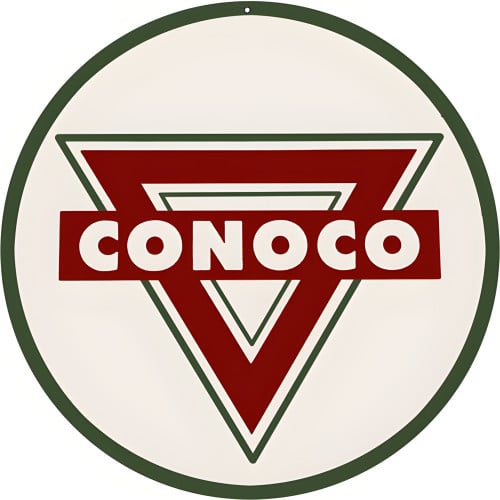Conoco Gasoline Metal Sign - 14" Round