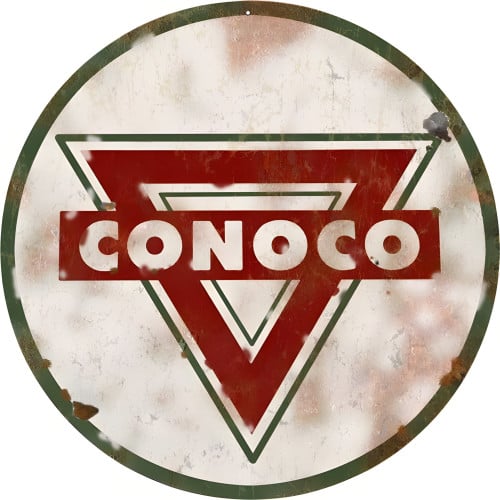 Conoco Gasoline Metal Sign - 18" Round