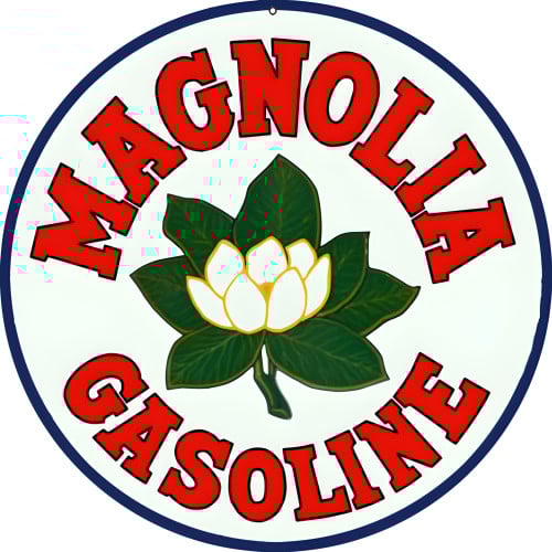 Magnolia Gasoline Metal Sign - 14" Round