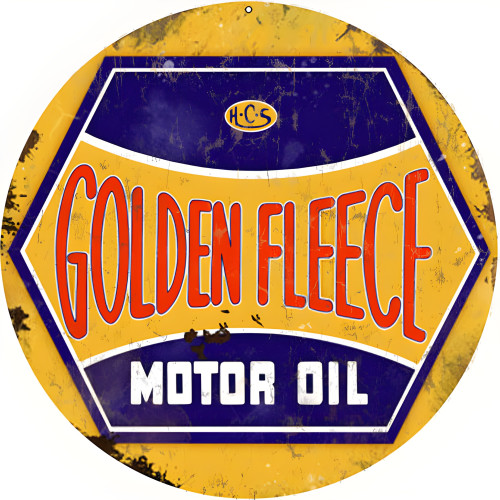 Golden Fleece Motor Oil Metal Sign - 14" Round