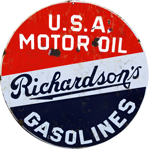 Richardson's Gasoline Metal Sign - 14" Round