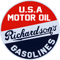 USA Motor Oil Gasoline Metal Sign - 14" Round