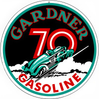 Gardner 70 Gasoline Metal Sign - 14" Round