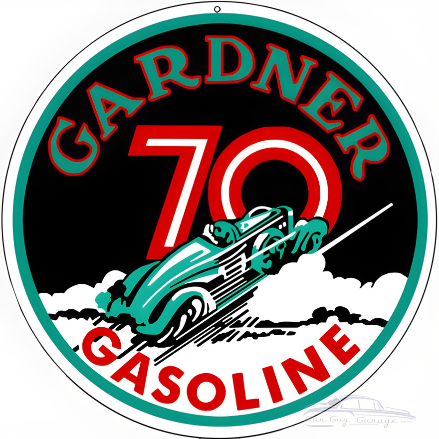 Gardner 70 Gasoline Metal Sign - 14" Round Gardner 70 Gasoline Metal Sign - 14" Round