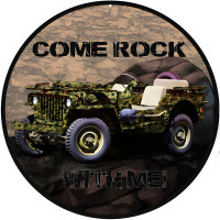 Come Rock With Me Jeep Metal Sign - 14" Round