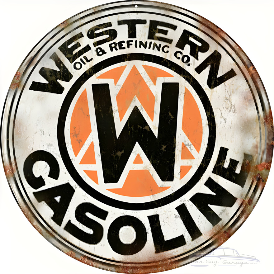 Western Gasoline Metal Sign - 18" Round Western Gasoline Metal Sign - 18" Round