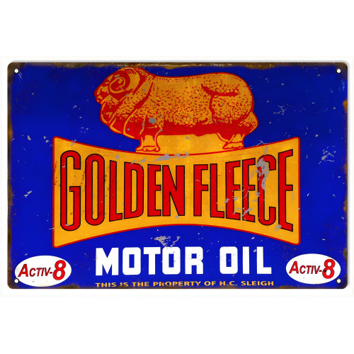 Golden Fleece Motor Oil Metal Sign - 12" x 18"
