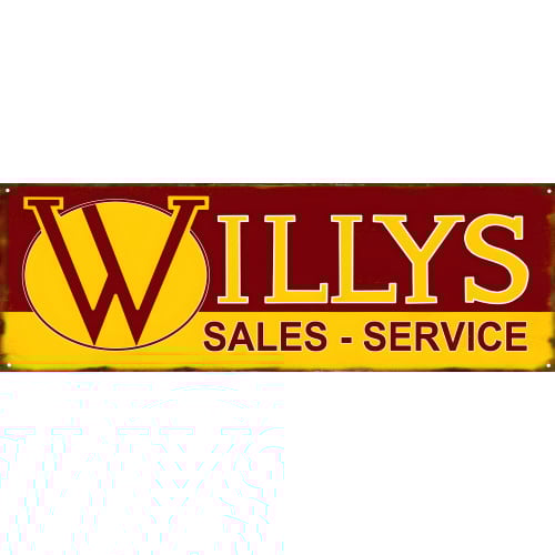 Willys Sales Service Metal Sign - 6" x 18"