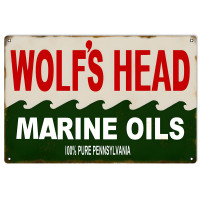 Wolf's Head Marine Oils Metal Sign - 16" x 24"