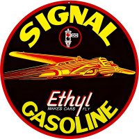 Signal Ethyl Gasoline Metal Sign - 18" Round