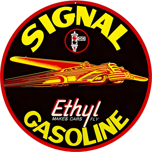 Signal Ethyl Gasoline Metal Sign - 18" Round