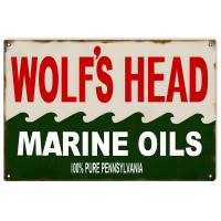 Wolfs Head Marine Oils Metal Sign - 12" x 18"