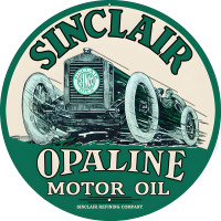 Sinclair Opaline Motor Oil Metal Sign - 14" Round