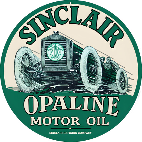 Sinclair Opaline Motor Oil Metal Sign - 14" Round