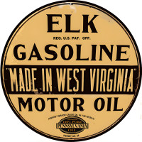 Elk Gasoline Metal Sign - 18" Round