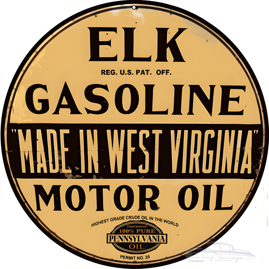 Elk Gasoline Metal Sign - 18" Round Elk Gasoline Metal Sign - 18" Round