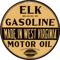 Elk Gasoline Metal Sign - 14" Round