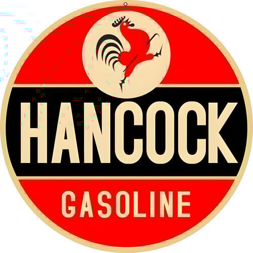 Hancock Gasoline Metal Sign - 18" Round