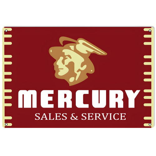 Mercury Sales And Service Metal Sign - 12" x 18"