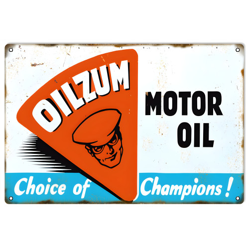 Oilzum Choice Of Champions Motor Oil Metal Sign - 12" x 18"