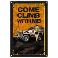 Come Climb With Me Pin Up Girl Jeep Metal Sign - 12" x 18"