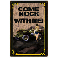 Come Rock With Me Pin Up Girl Metal Sign - 12" x 18"