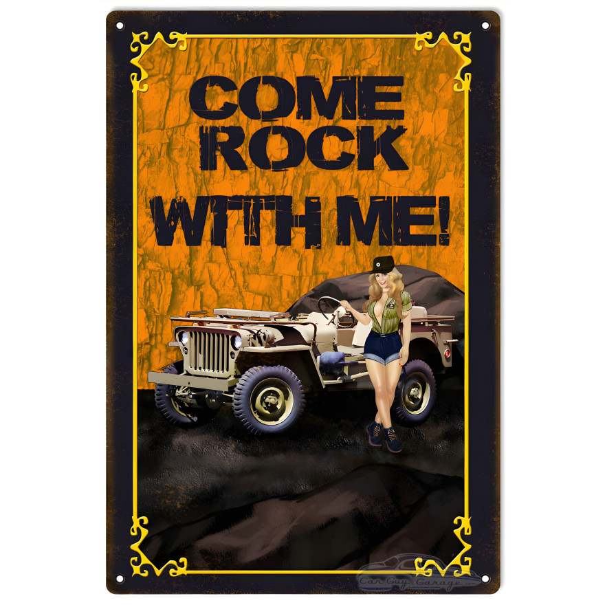 Come Rock With Me Pin Up Girl Metal Sign - 12" x 18" Come Rock With Me Pin Up Girl Metal Sign - 12" x 18"