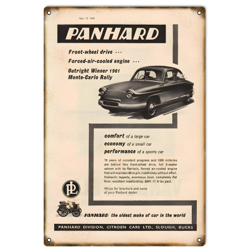 Panhard Classic Car Metal Sign - 12" x 18"