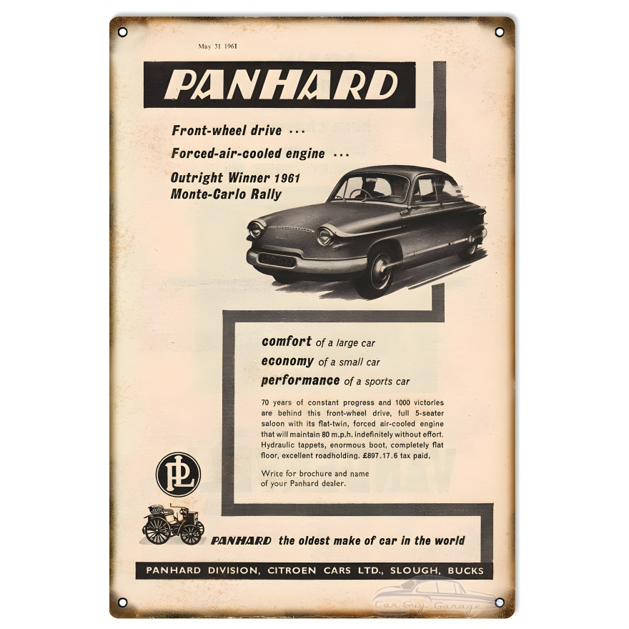 Panhard Classic Car Metal Sign - 12" x 18" Panhard Classic Car Metal Sign - 12" x 18"