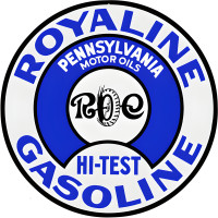 Royaline Hi-Test Gasoline Pennsylvania Motor Oils Metal Sign - 18" Round