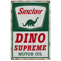 Sinclair Dino Supreme Motor Oil Metal Sign - 12" x 18"