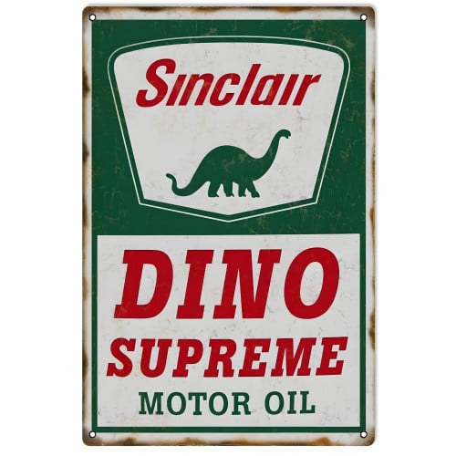 Sinclair Dino Supreme Motor Oil Metal Sign - 16" x 24"