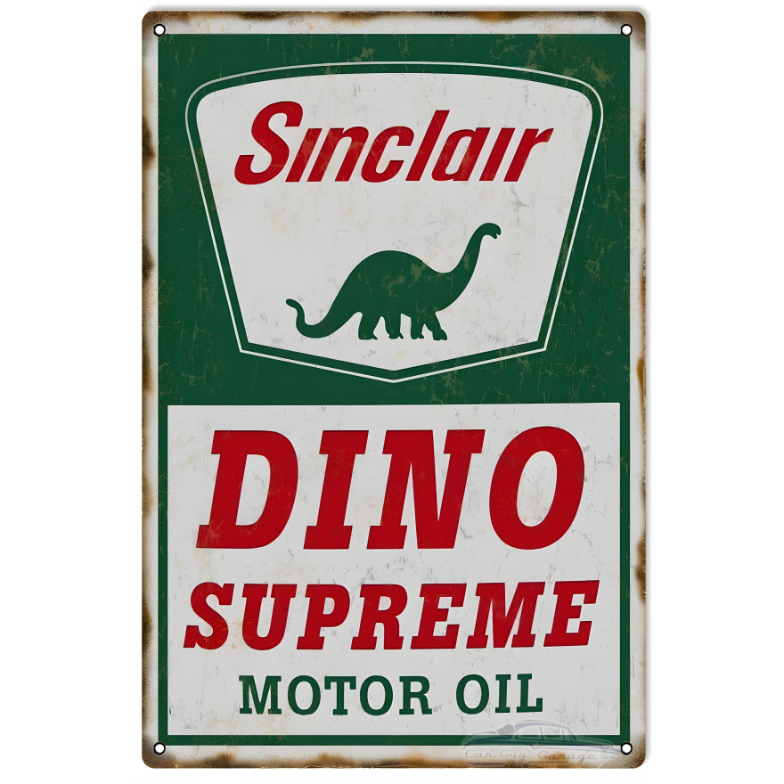 Sinclair Dino Supreme Motor Oil Metal Sign - 16" x 24"