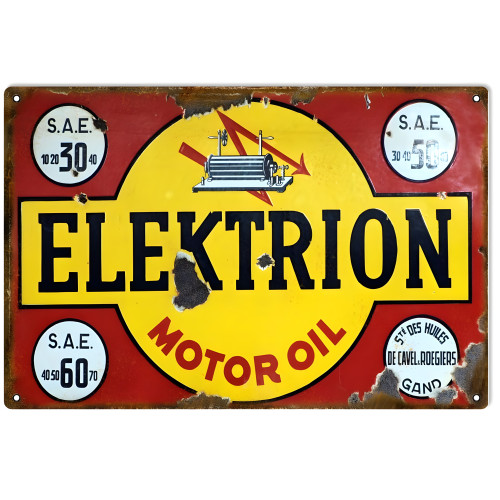 Elektrion Motor Oil Metal Sign - 12" x 18"