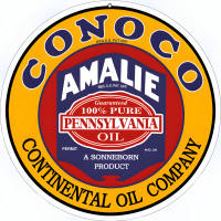 Conoco Amalie Continental Oil Company Metal Sign - 18" Round