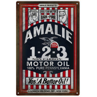 Amalie 1-2-3 Non Carbon Motor Oil Metal Sign - 12" x 18"