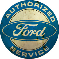 Authorized Ford Service Metal Sign - 14" Round