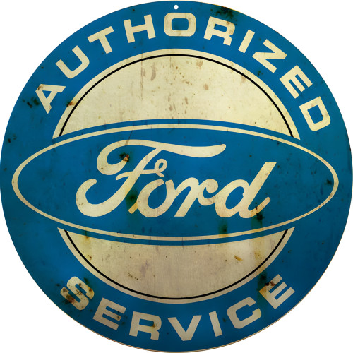Authorized Ford Service Metal Sign - 14" Round