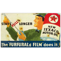 Texaco Motor Oil Metal Sign - 8" x 14"
