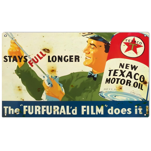 Texaco Motor Oil Metal Sign - 8" x 14"