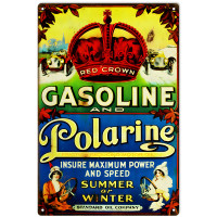Red Crown Summer Or Winter Gasoline Metal Sign - 12" x 18"