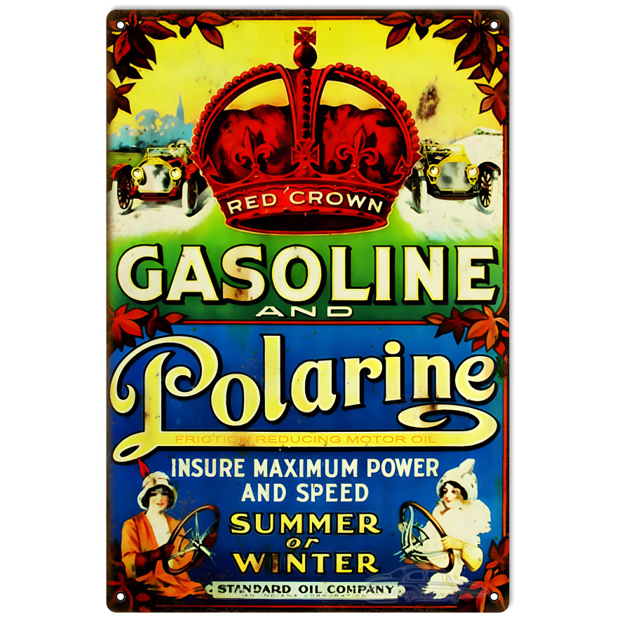 Red Crown Summer Or Winter Gasoline Metal Sign - 12" x 18" Red Crown Summer Or Winter Gasoline Metal Sign - 12" x 18"