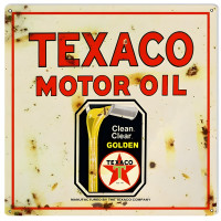 Texaco Golden Motor Oil Metal Sign - 16" x 16"