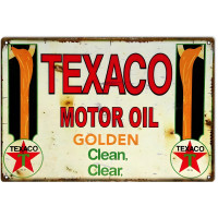 Texaco Motor Oil Clean Clear Metal Sign - 16" x 24"