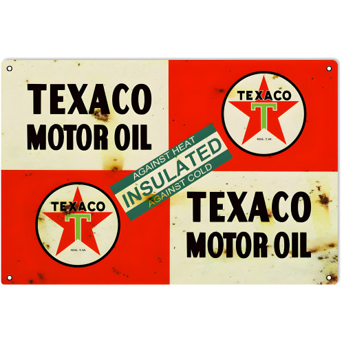 Texaco Motor Oil Metal Sign - 16" x 24"