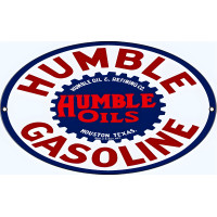 Humble Oils And Gasoline Metal Sign - 11" x 18"