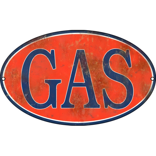 Reproduction Aged Looking Nostalgic Gas Metal Sign - 11" x 18"