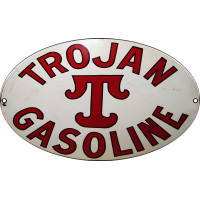Trojan Gasoline Metal Sign - 11" x 18"