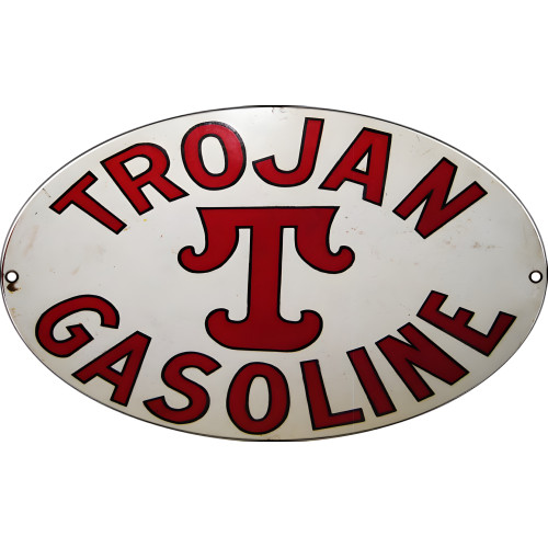 Trojan Gasoline Metal Sign - 11" x 18"